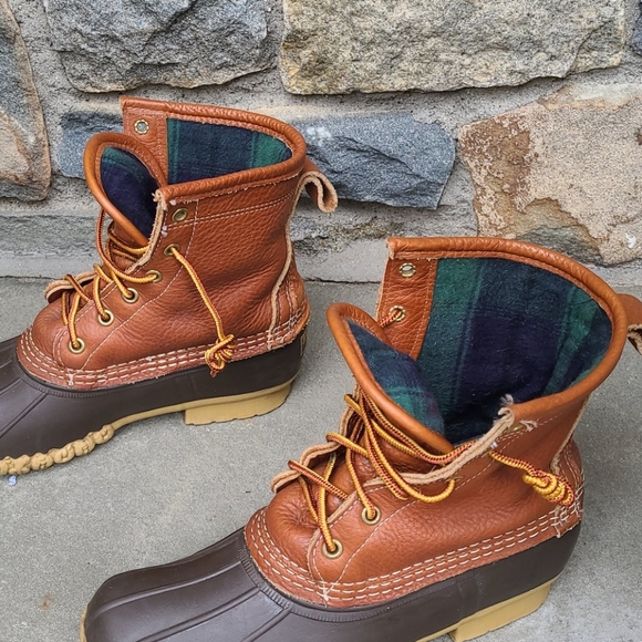 L.L.bean  flannel lined tumbled  leather  duck boo - Picture 2 of 16
